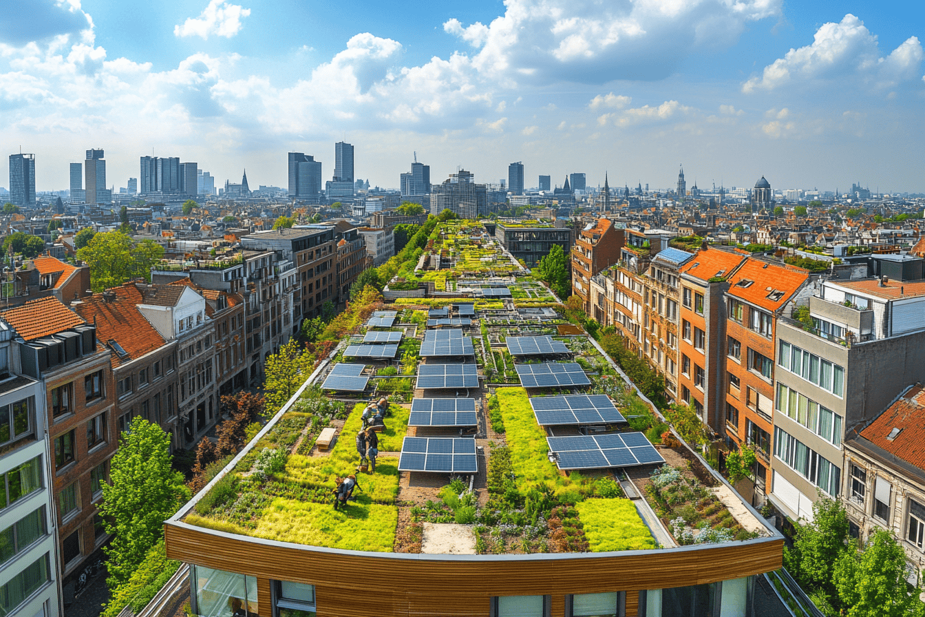 Panneaux photovoltaïques installés sur une maison bruxelloise – Transition vers une électricité renouvelable.